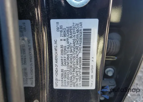 2018 Honda Accord Lx из США, поврежденный, VIN 1HGCV1F15JA236659